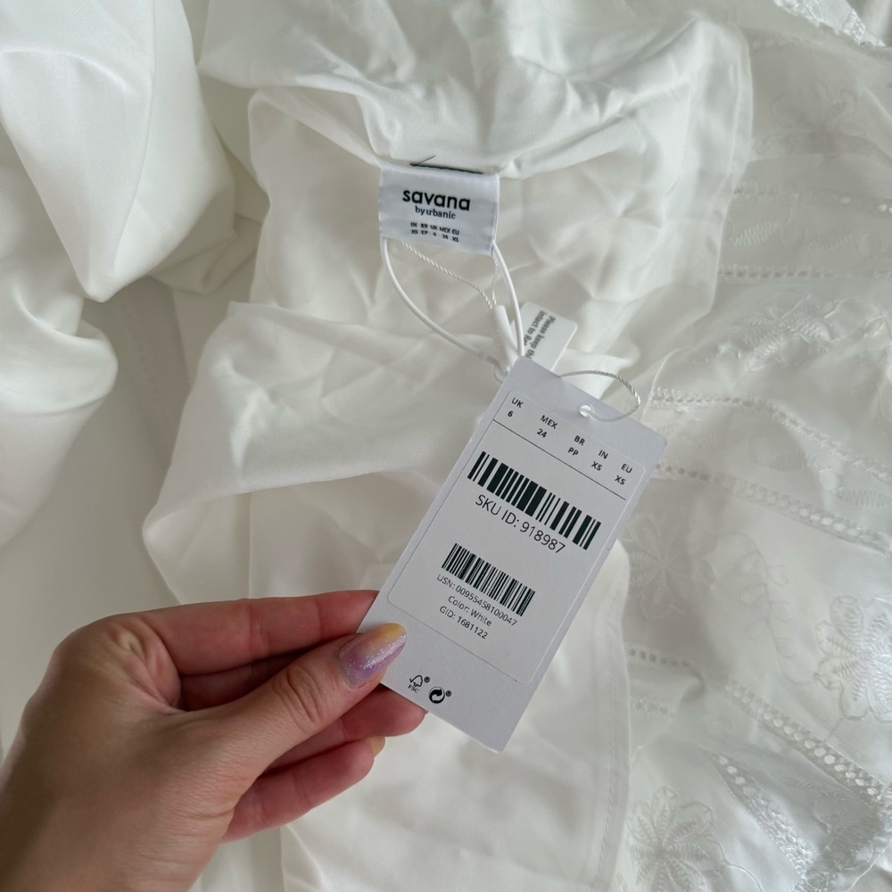 NWT White Milkmaid Cottagecore White Midi Dress - Picture 5 of 5